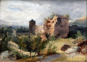 بالألمانية: Der zersprengte Turm des Heidelberger Schlosses البرج المحطم لقلعة هايدلبرغ بواسطة كارل بلشين