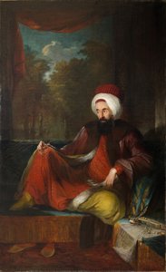 "" صورة ليوسف آغا أفندي (1744-1824) "" لوحة لكارل فريدريك فون بريدا (1759-1818) القرن الثامن عشر ألوان زيتية على قماش قاتم 240 × 148 سم متحف بيرا ، اسطنبول