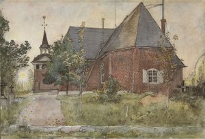 كنيسة Sundborn القديمة ، من سلسلة A Home ، c.1895 (مرحاض على ورق) بواسطة كارل لارسون