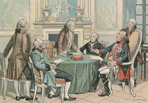 فريدريك ويليام الثاني ، ملك بروسيا (1744-1797) في مشاورة حول القانون المدني البروسي العام (حوالي 1790)