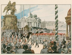 فيلهلم الثاني ، الإمبراطور الألماني وملك بروسيا (1859-1941) ، في تفاني النصب التذكاري الوطني في برلين عام 1897