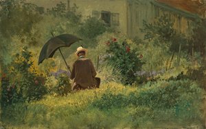 The painter in the garden, c.1860 (oil on canvas) بواسطة كارل سبيتزويج
