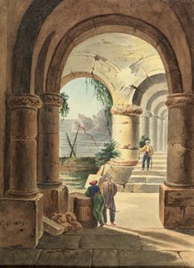 منظر للبحر من خلال الدير ، 1829 (مرحاض على ورق مقوى)