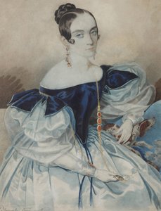 صورة لسيدة مع Lorgnette ، 1830s. بواسطة Carl von Hampeln