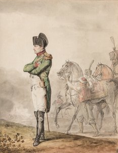 الإمبراطور نابليون بونابرت الأول (1769-1821) في أوسترليتز (قلم رصاص وألوان مائية معززة باللون الأبيض) بواسطة كارل (Attr. to) Vernet