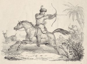القوزاق على ظهور الخيل في صيد الغزلان ، 1821-36. بواسطة كارل فيرنت