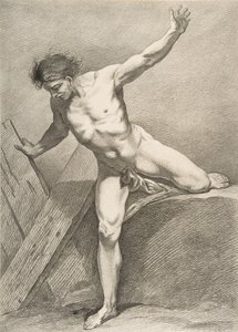 أكاديمي: تمشي رجل متكئًا على لوح خشبي ، 1742-43. بواسطة كارل فان لو