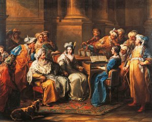 غراند تورك يقدم حفلة لعشيقته ، لكارل فان لو (1705-1765) ، زيت على قماش ، 72.5 × 91 سم ، فرنسا بواسطة كارل فان لو