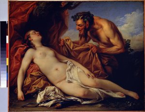 كوكب المشتري و Antiope (كوكب المشتري و Antiope). لوحة لكارل فان لو (١٧٠٥-١٧٦٥). زيت على قماش ، 50 × 72 سم ، حوالي 1753. المدرسة الفرنسية ، فن الروكوكو. متحف هيرميتاج ، سانت بطرسبرغ. بواسطة كارل فان لو