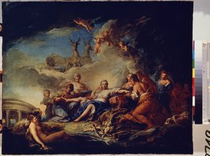 استراحة ديانا في الصيد. لوحة لكارل فان لو (١٧٠٥-١٧٦٥). زيت على قماش ، 65 × 80.5 سم بواسطة كارل فان لو