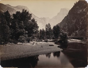 منظر بعيد للقباب ، وادي يوسمايت ، كاليفورنيا ، حوالي عام 1866 (طباعة زلال)