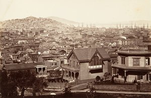 سان فرانسيسكو ، من رينكون هيل ، 1864 ، طبع كاليفورنيا. 1876. بواسطة كارلتون إيمونز واتكينز