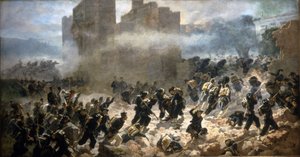 بريش بورتا بيا - روما ، 20/09/1870. اللوحة بواسطة C. Ademollo.