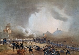 Attack of Piedmontese at Madonna della Scoperta, Battle of Solferino, June 24 بواسطة كارلو بوسولي