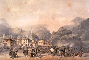المعسكر الفرنسي في سوسة عام 1859 ، بواسطة كارلو بوسولي (1815-1884) ، نقش. حرب الاستقلال الثانية ، إيطاليا القرن التاسع عشر. بواسطة كارلو بوسولي