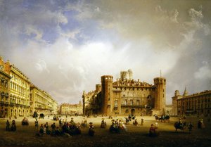 بيازا كاستيلو ، تورينو ، 1852 بواسطة كارلو بوسولي