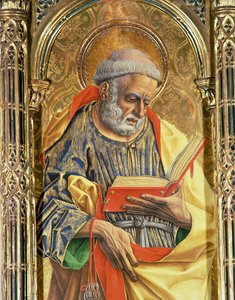 القديس بطرس ، التفاصيل من SantEmidio polyptych ، 1473 تمبرا على تفاصيل اللوحة 76636 بواسطة كارلو كريفيلي