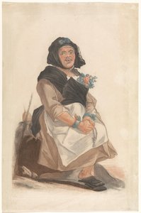 Als vrouw verkleed man التقى rozenkrans، zitten بيسانا (العنوان على الكائن) صور لأشخاص وجهاً لوجه تعمل على تسلية الجمهور الفلورنسي (عنوان المسلسل) بواسطة كارلو لاسينيو