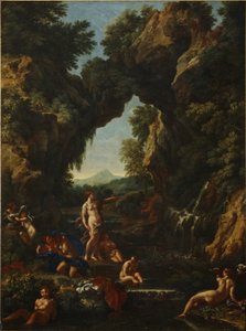 Landscape with Diana and Actaeon, c.1657 (oil on canvas) بواسطة كارلو ماراتا أو ماراتي