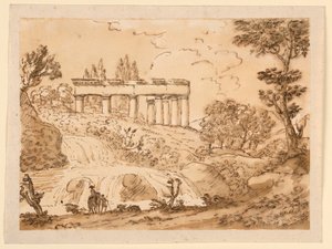 رسم، منظر طبيعي مع أطلال معبد، 1770-1786