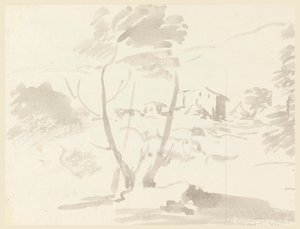 رسم، رسم تخطيطي لأشجار في منظر طبيعي، 1760-1780