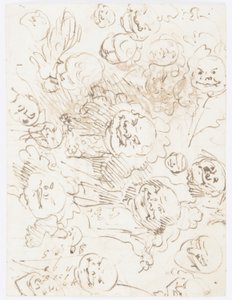 رسم، دراسات للرؤوس، 1760-80 بواسطة كارلو مارشوني