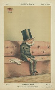 إيرل راسل ، أعظم رجال الدولة الليبراليين في العصر الحديث ، 5 يونيو 1869 ، فانيتي فير كارتون بواسطة كارلو بيليجريني