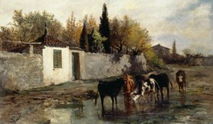 الأبقار في الحوض الصغير لكارلو بيتارا (1836-1891)