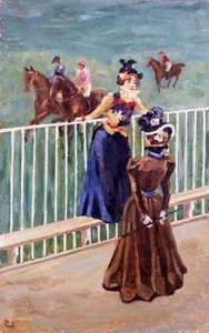 باريس ، في مضمار السباق ، بواسطة كارلو ووستري (1865-1943) ، زيت على قماش ، 55x35 سم بواسطة كارلو ويستري