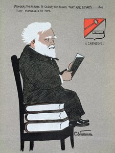 رسم كاريكاتوري لأندرو كارنيجي (1835-1919) رسم من "مليونيرات أمريكا" بواسطة كارلو دي فورنارو