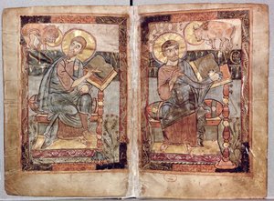NAL 1203 fol.1v-2 St. Mark and St. Luke، from the Godescale Gospel، c.1781-783