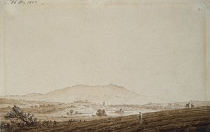 مناظر طبيعية في بوهيميا مع إطلالة على جبل Jeschken ، 1803 (قلم جاف وحبر على ورق) بواسطة كاسبار ديفيد فريدريش