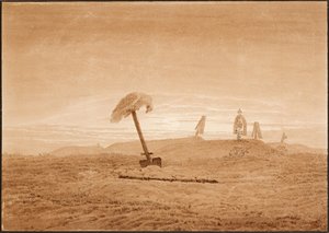 "" Paysage de tombes "(منظر طبيعي مع قبور) رسم بواسطة Caspar David Friedrich (1774-1840) حوالي 1836 الحجم 23.8x28.6 سم ألبرتينا ، فيينا بواسطة كاسبار ديفيد فريدريش
