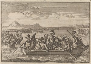 طارد الولدان من سافوي وعادوا إلى بلادهم في قوارب عبر بحيرة جنيف ، 1689