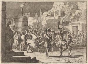 ابتهاج في باريس بالتقرير الكاذب عن وفاة ويليام الثالث في معركة بوين ، 1690 بواسطة كاسبار لويكن