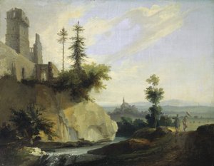 تكوين المناظر الطبيعية مع أنقاض القلعة ، ج.1774-77 بواسطة كاسبار وولف