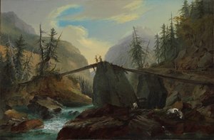 جسر مشاة خشبي فوق Lütschine بالقرب من Gsteig ، 1774. بواسطة كاسبار وولف