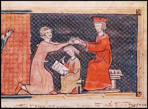 المدعي العام ، الكاتب والرب الإقطاعي ، من Capbreu de Clayra et de Millas 1292 بواسطة المدرسة الكاتالونية