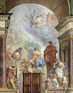 Lorenzo Magnificent يتحدث مع Prudence ، لوحة جدارية بقلم Francesco Montelatici المعروف باسم Cecco Bravo (1607-1661) ، متحف الفضة ، قصر بيتي ، فلورنسا ، إيطاليا
