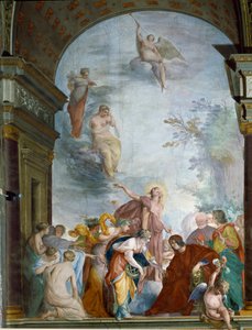 La Renommee ovatifies the exploits of Lorenzo de Medici il Magnifico (Laurent de Medici le Magnifico) (1449-1492) Fresco by Cecco Bravo (Francesco Montelatici) (1607-1661) around 1635 Florence, Palazzo Pitti, Sala degli Argenti