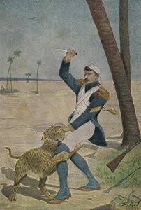 هاجم جندي فرنسي من قبل النمر في مصر بواسطة Cecil Charles Windsor Aldin