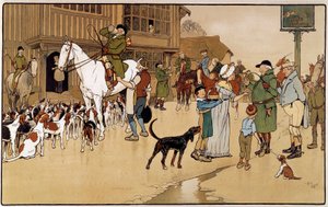 توقف عند النزل أثناء مطاردة الأرنب. لوحة مائية لسيسيل الدين (1870-1935) بواسطة سيسيل تشارلز وندسور الدين