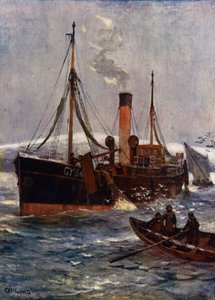 سفينة بخارية آيسلندية ، حوالي عام 1910 (لون ليثو) بواسطة سيسيل كينغ