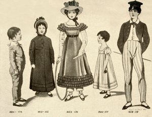ملابس أطفال من 1800-1820 ، 1907 ، 1937.