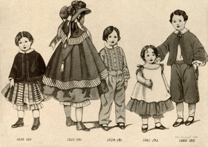 ملابس أطفال من 1850-1860 ، 1907 ، 1937.
