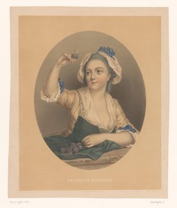 امرأة شابة مع البرقوق Prunes de Monsieur (العنوان على الكائن) بواسطة سيليستين ديشايس