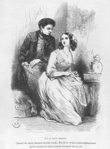 Eve and David Sechard ، رسم توضيحي من "Les Illusions perdues" بواسطة Honore de Balzac ، نشرته Editions Furne ، 1842