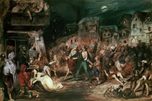 Gringoire في بلاط المعجزات ، توضيح من الفصل السادس من "أحدب نوتردام" بقلم فيكتور هوغو (1802-85) 1835