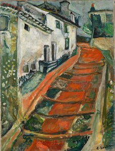 الدرج الأحمر في Cagnes Red Steps في Cagnes ، حوالي عام 1923.