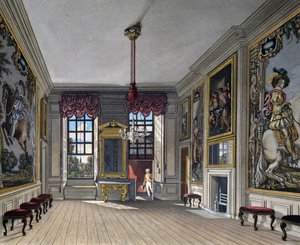 قاعة الملكة للملكة ، نقش بقلم ويليام جيمس بينيت (1787-1844) ، بناءً على تصميم تشارلز وايلد (1781-1835) ، من تاريخ المساكن الملكية بواسطة تشارلز (بعد) وايلد